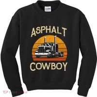 Truck Tractor Truck Driver Construction Asphalt Cowboy Kids Sweatshirt thumb 0