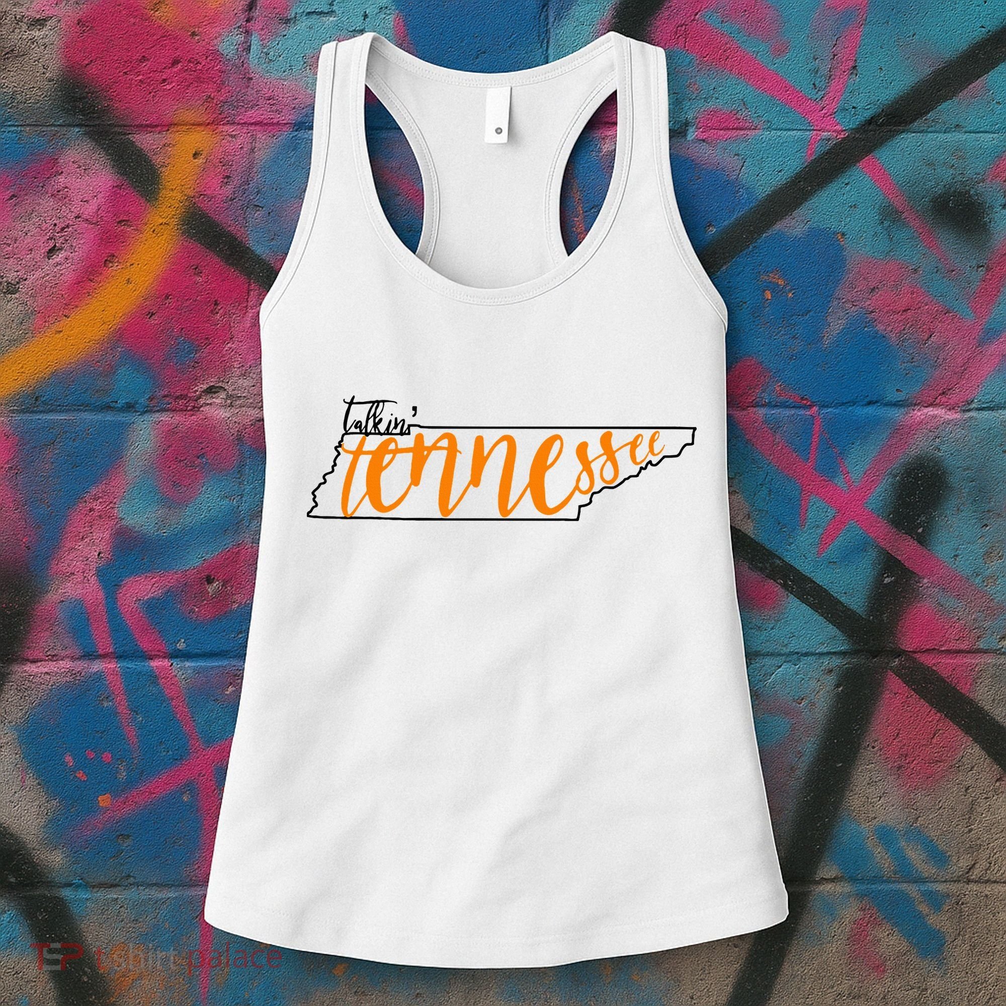 Talkin Tennessee Talking Tennessee Tn Orange White Outfits Women's Tank Top