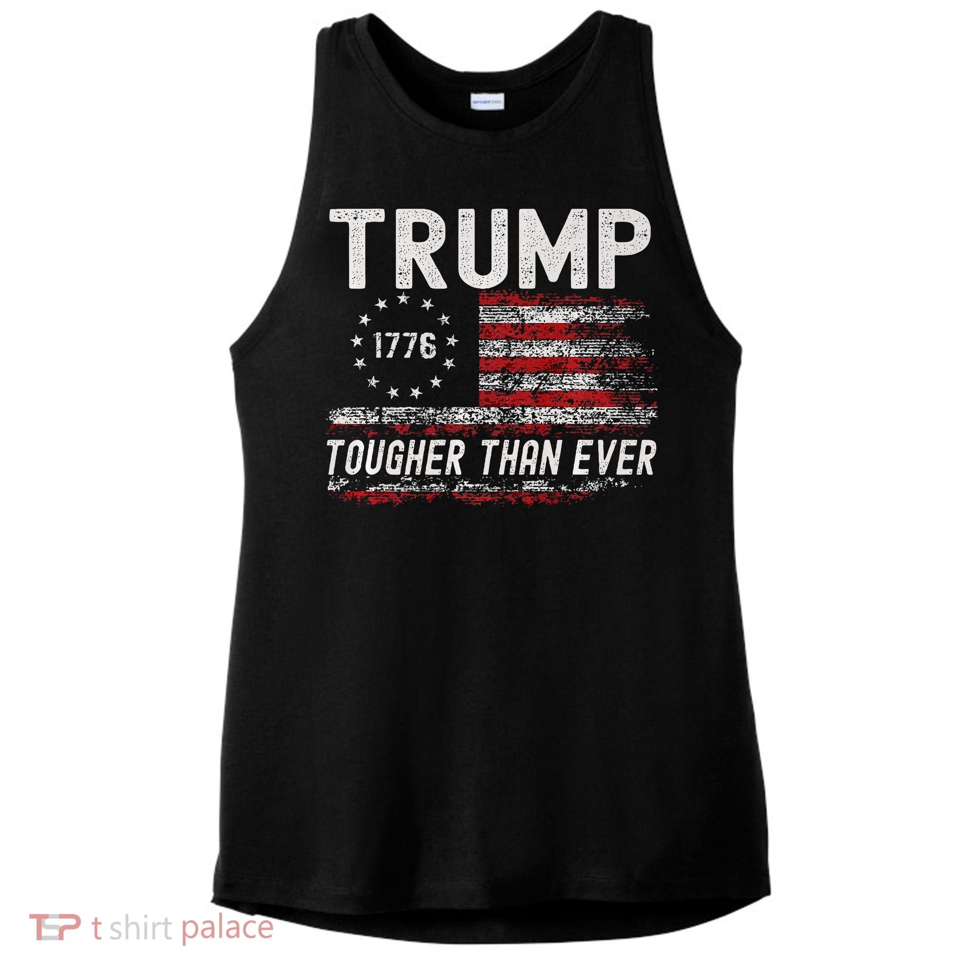 Trump Tougher Than Ever President Donald Trump Us Flag Premium Ladies PosiCharge Tri-Blend Wicking Tank