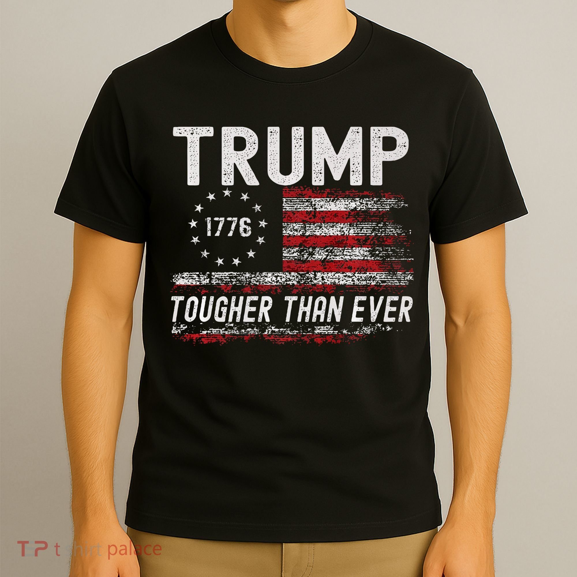 Trump Tougher Than Ever President Donald Trump Us Flag Premium T-Shirt