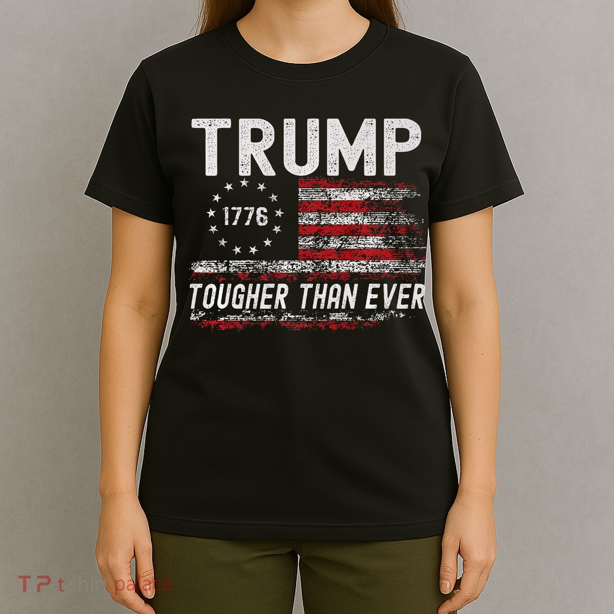Trump Tougher Than Ever President Donald Trump Us Flag Premium T-Shirt