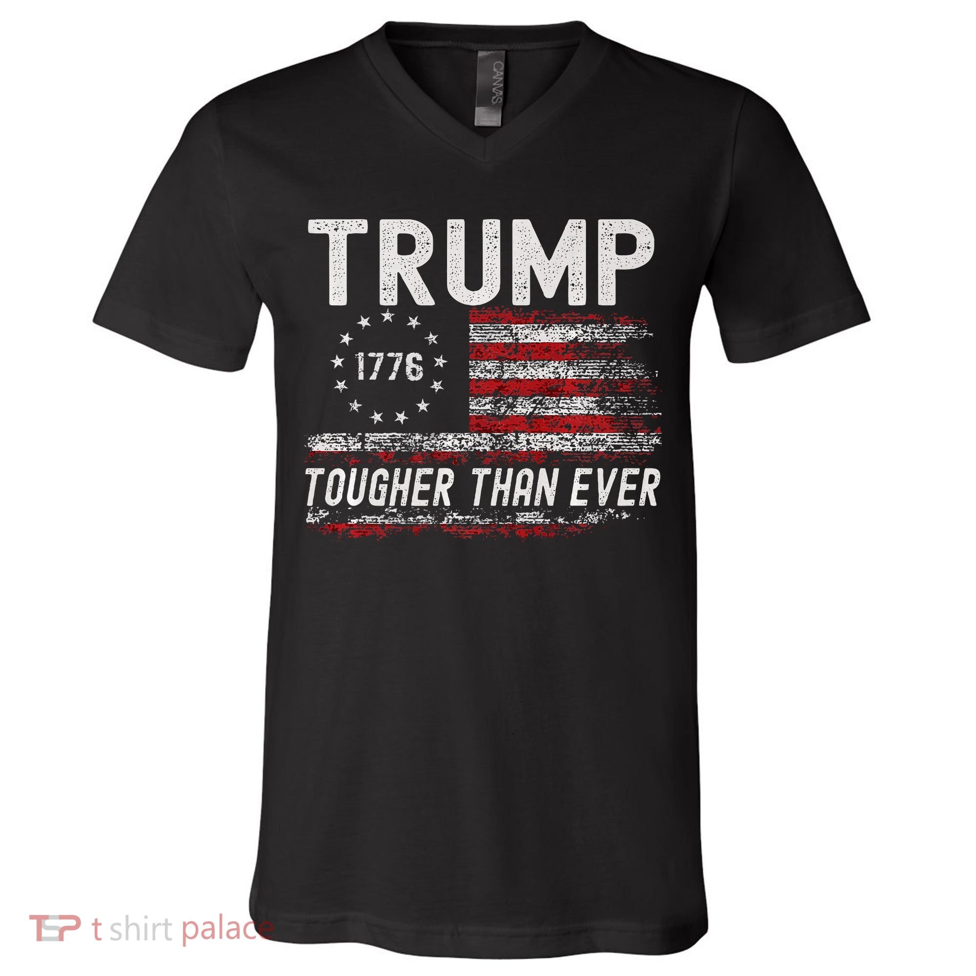 Trump Tougher Than Ever President Donald Trump Us Flag Premium V-Neck T-Shirt