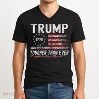 Trump Tougher Than Ever President Donald Trump Us Flag Premium V-Neck T-Shirt thumb 2