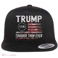 Trump Tougher Than Ever President Donald Trump Us Flag Premium Flat Bill Trucker Hat thumb 0