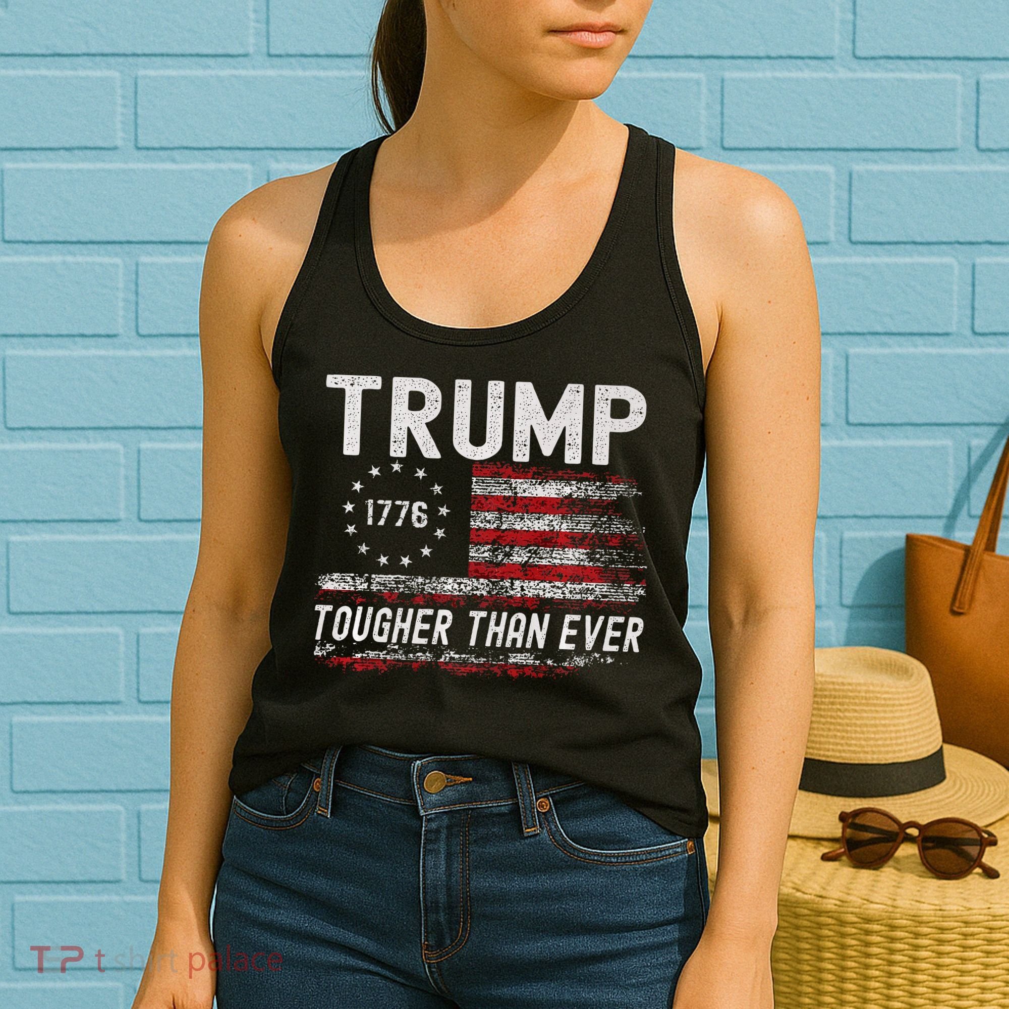 Trump Tougher Than Ever President Donald Trump Us Flag Premium Women's Tank Top