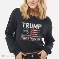 Trump Tougher Than Ever President Donald Trump Us Flag Premium Cropped Pullover Crew thumb 2