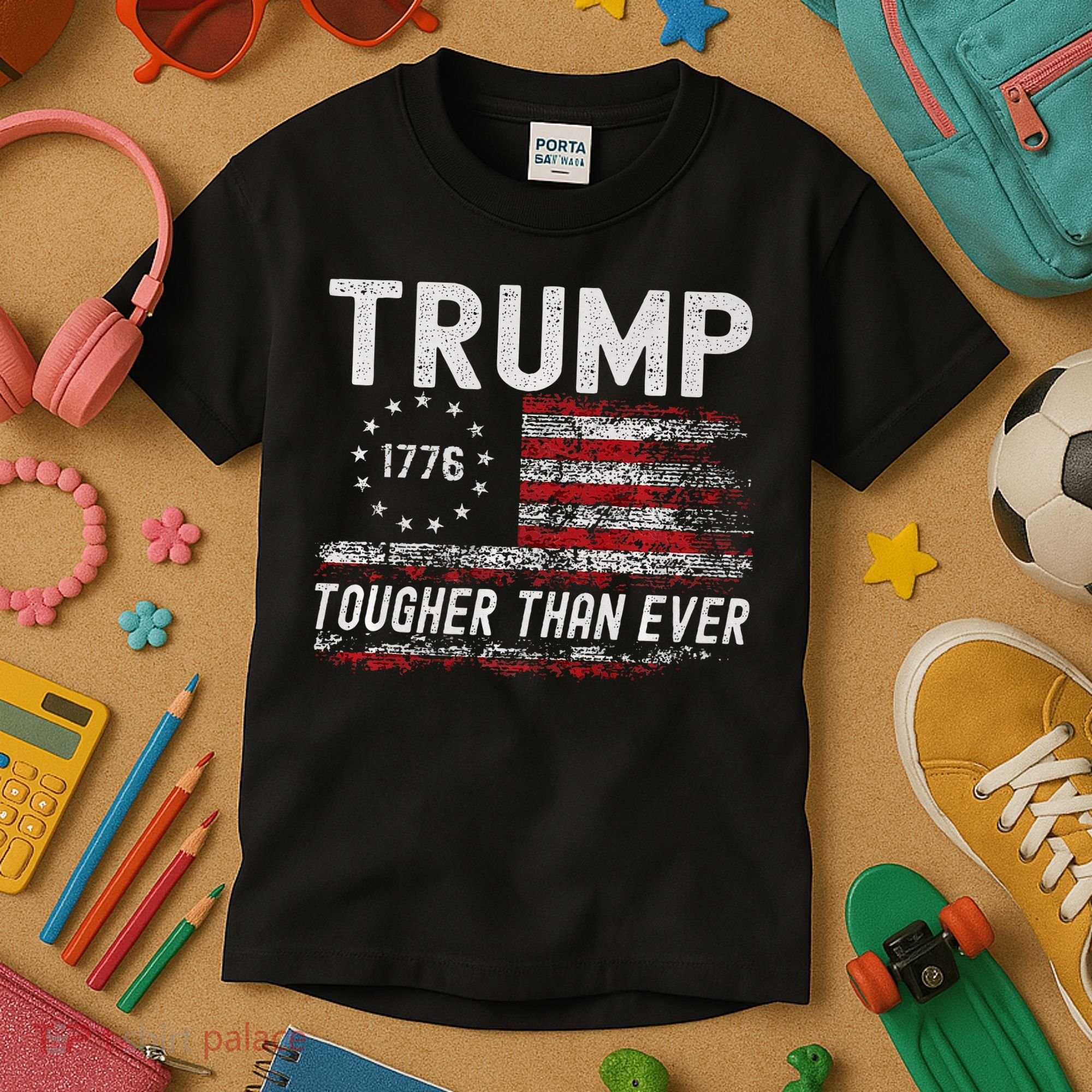 Trump Tougher Than Ever President Donald Trump Us Flag Premium Kids T-Shirt