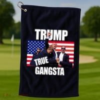 Trump The True Gangster Survived Association Golf Towel thumb 1
