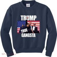 Trump The True Gangster Survived Association Kids Sweatshirt thumb 0