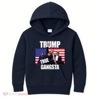 Trump The True Gangster Survived Association Kids Hoodie thumb 0