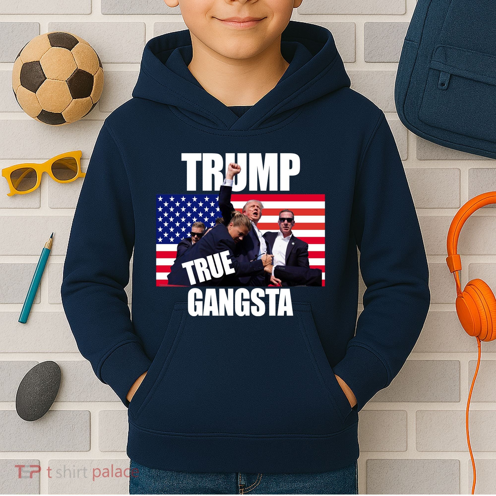Trump The True Gangster Survived Association Kids Hoodie