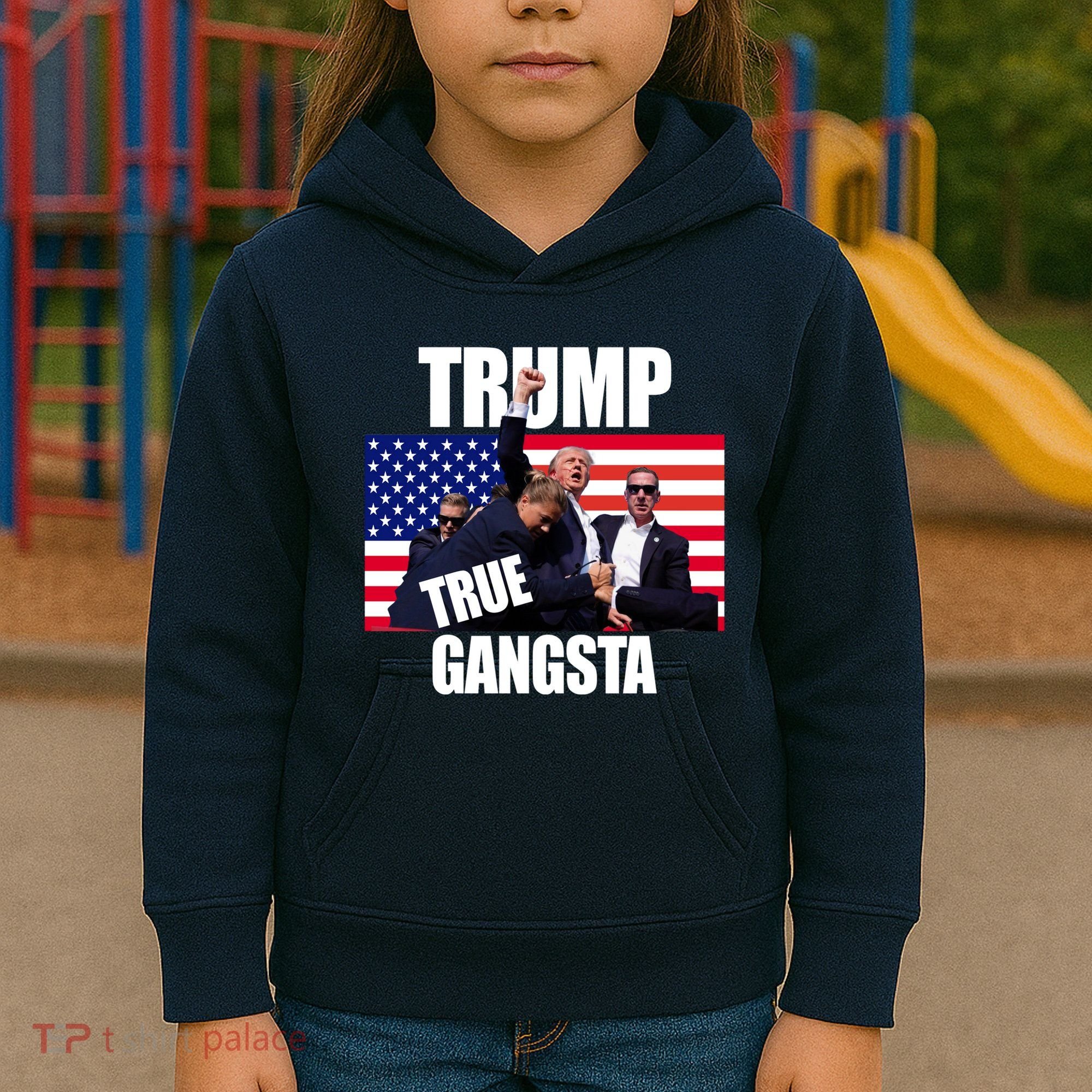 Trump The True Gangster Survived Association Kids Hoodie