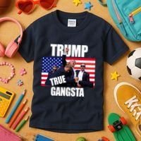 Trump The True Gangster Survived Association Kids T-Shirt thumb 3