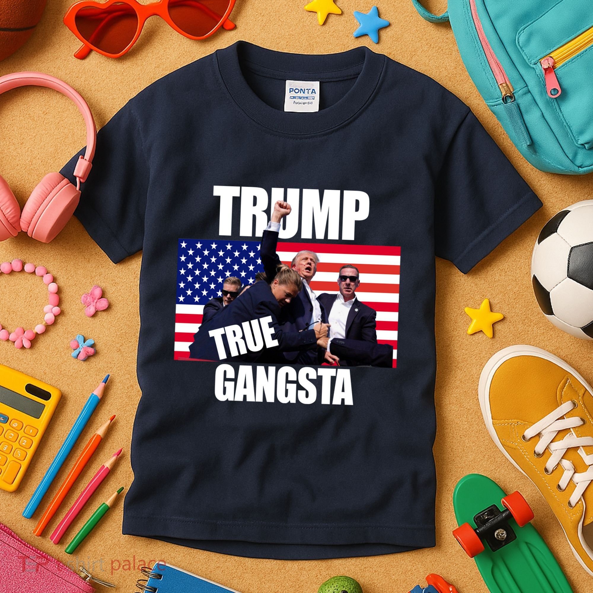 Trump The True Gangster Survived Association Kids T-Shirt