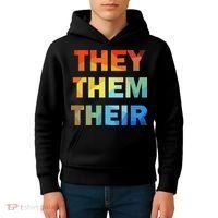 They Them Their Nb Pronoun Pride Kids Hoodie thumb 4