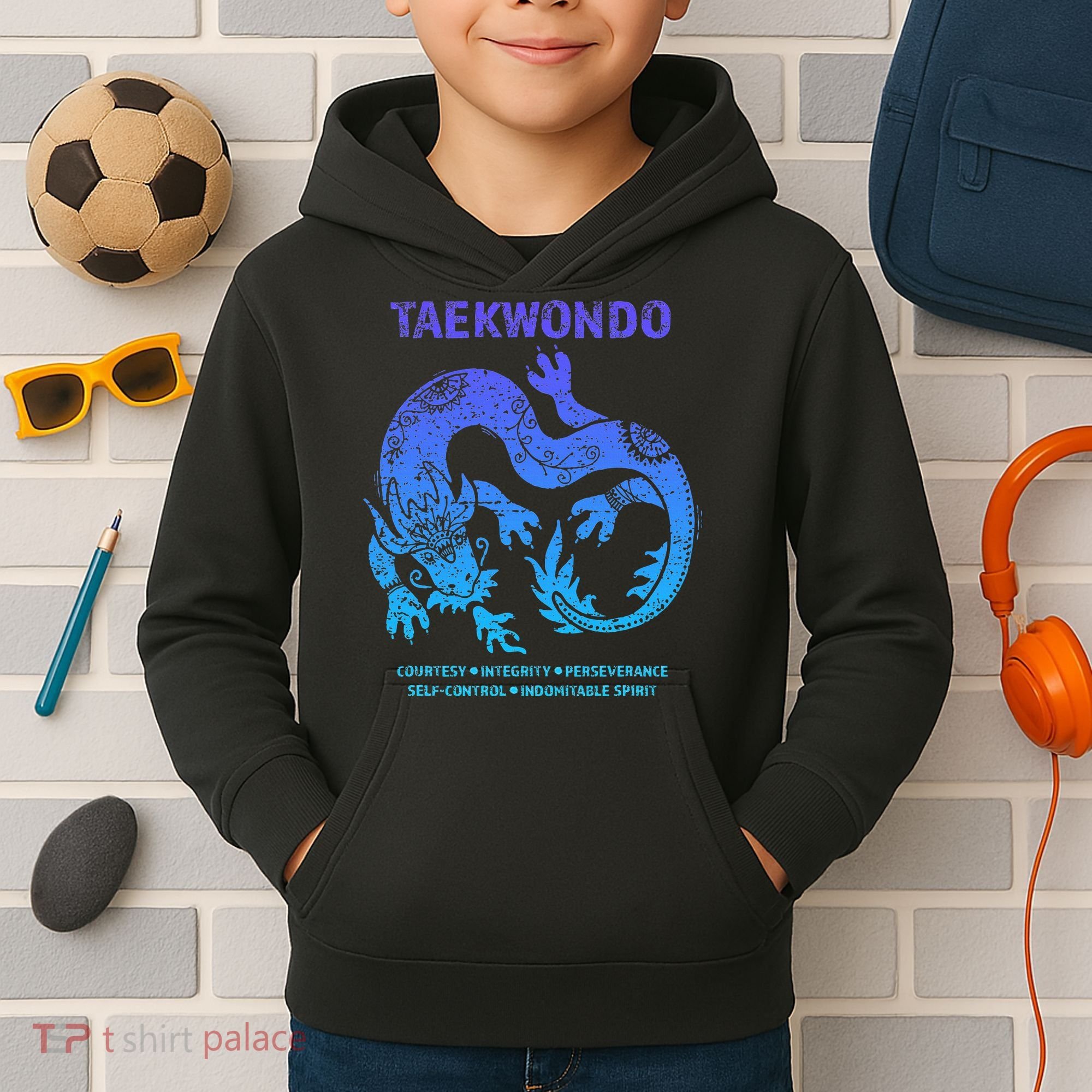 Taekwondo Tkd Tae Kwon Do Dragon Art Martial Arts Graphic Kids Hoodie