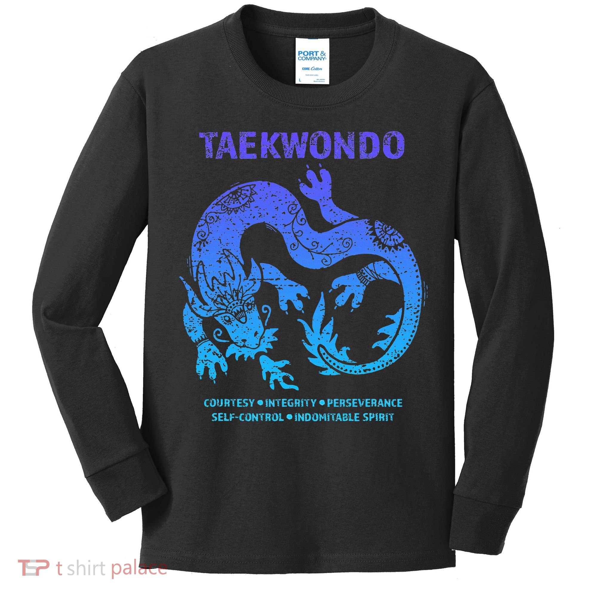 Taekwondo Tkd Tae Kwon Do Dragon Art Martial Arts Graphic Kids Long Sleeve Shirt