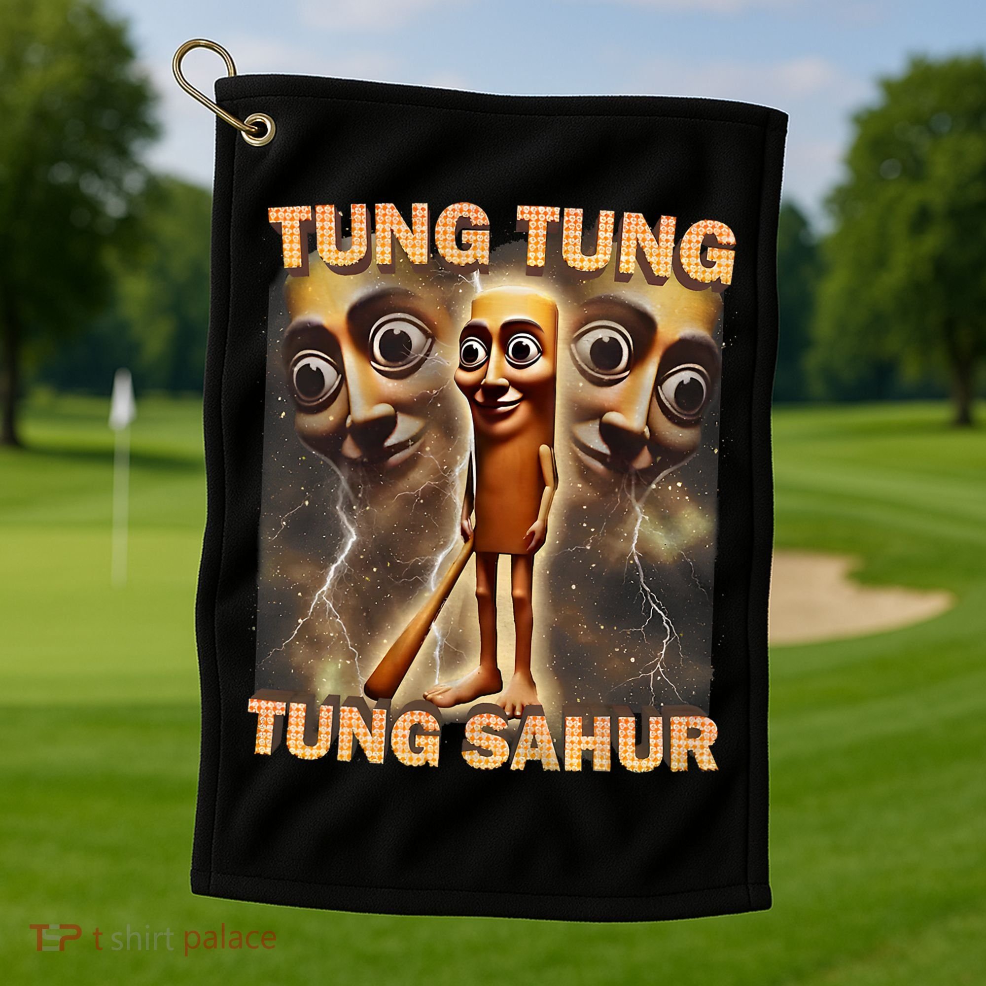 Tung Tung Tung Sahur Funny Meme Brainrot Humor Gen Z Golf Towel