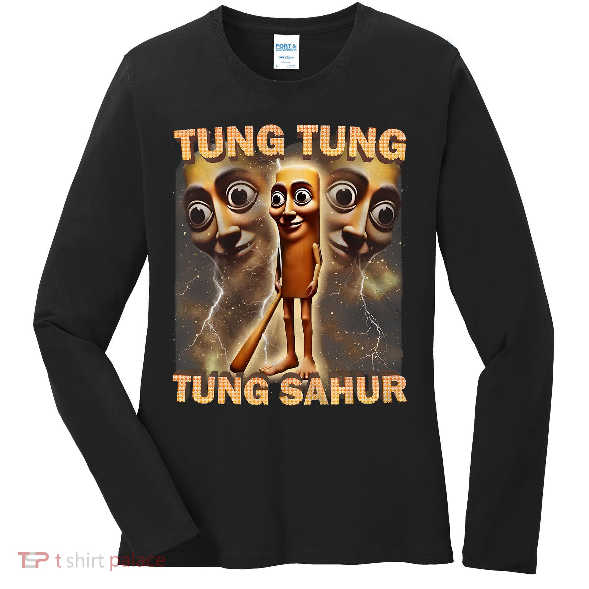 Tung Tung Tung Sahur Funny Meme Brainrot Humor Gen Z Women's Long Sleeve Shirt