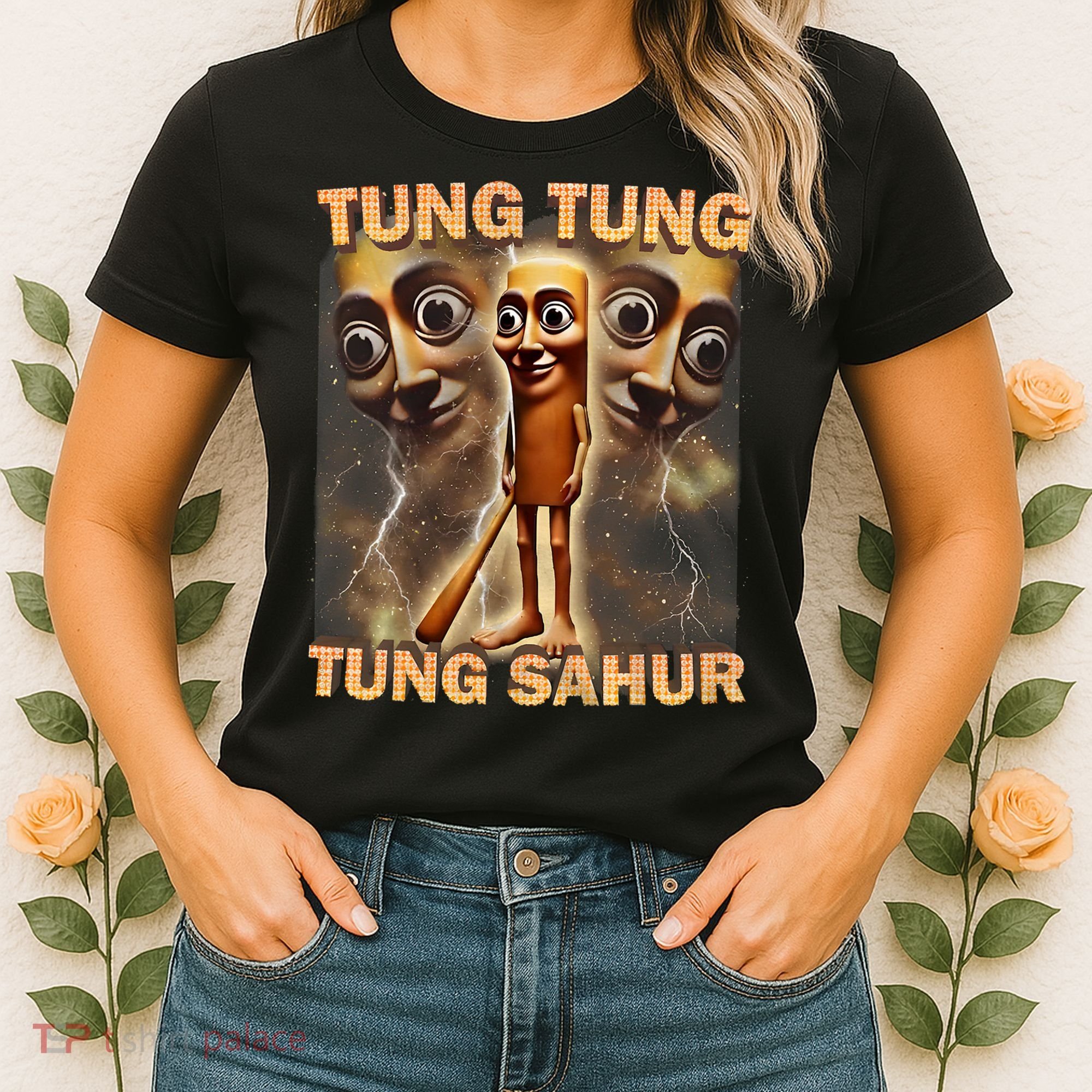 Tung Tung Tung Sahur Funny Meme Brainrot Humor Gen Z Women's T-Shirt