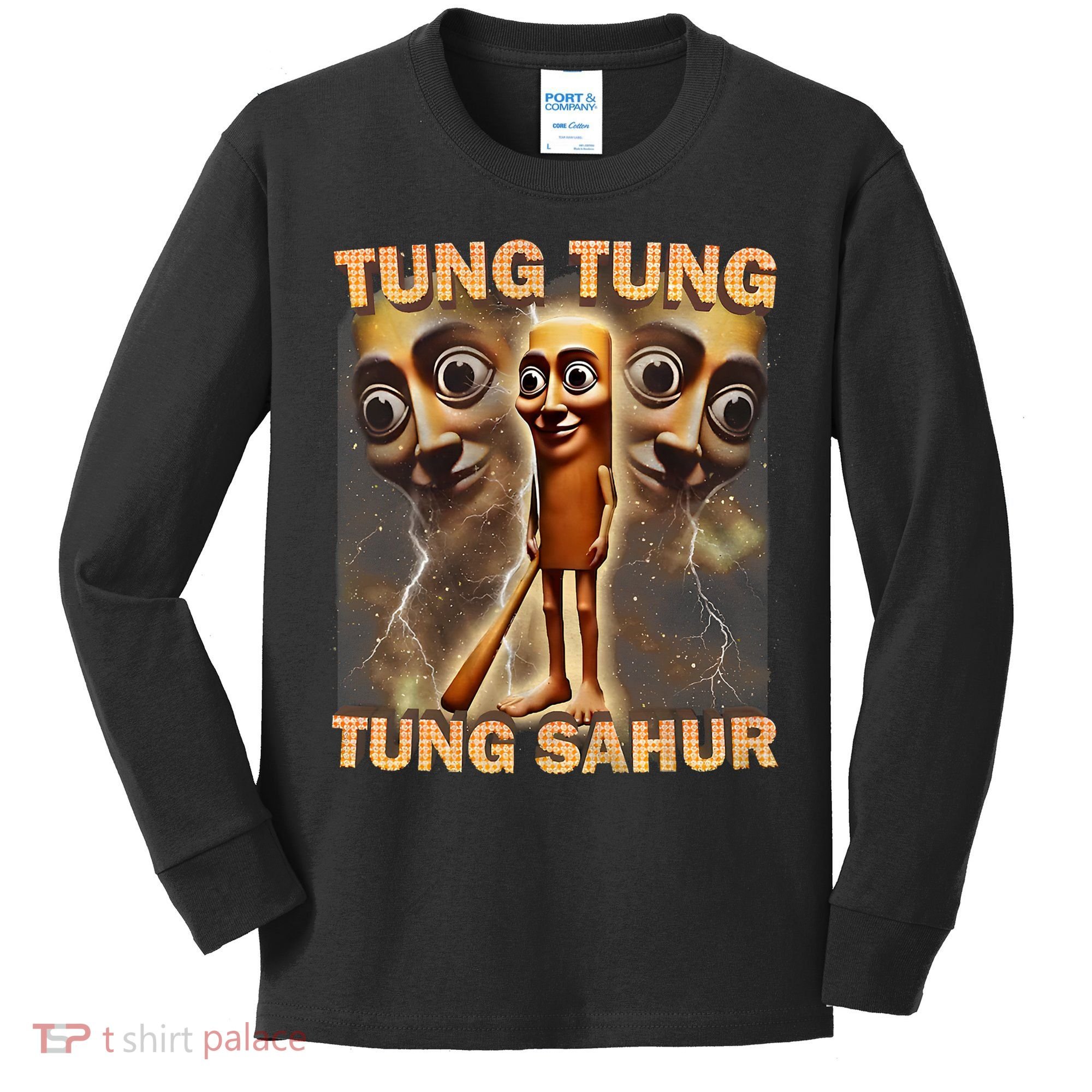 Tung Tung Tung Sahur Funny Meme Brainrot Humor Gen Z Kids Long Sleeve Shirt