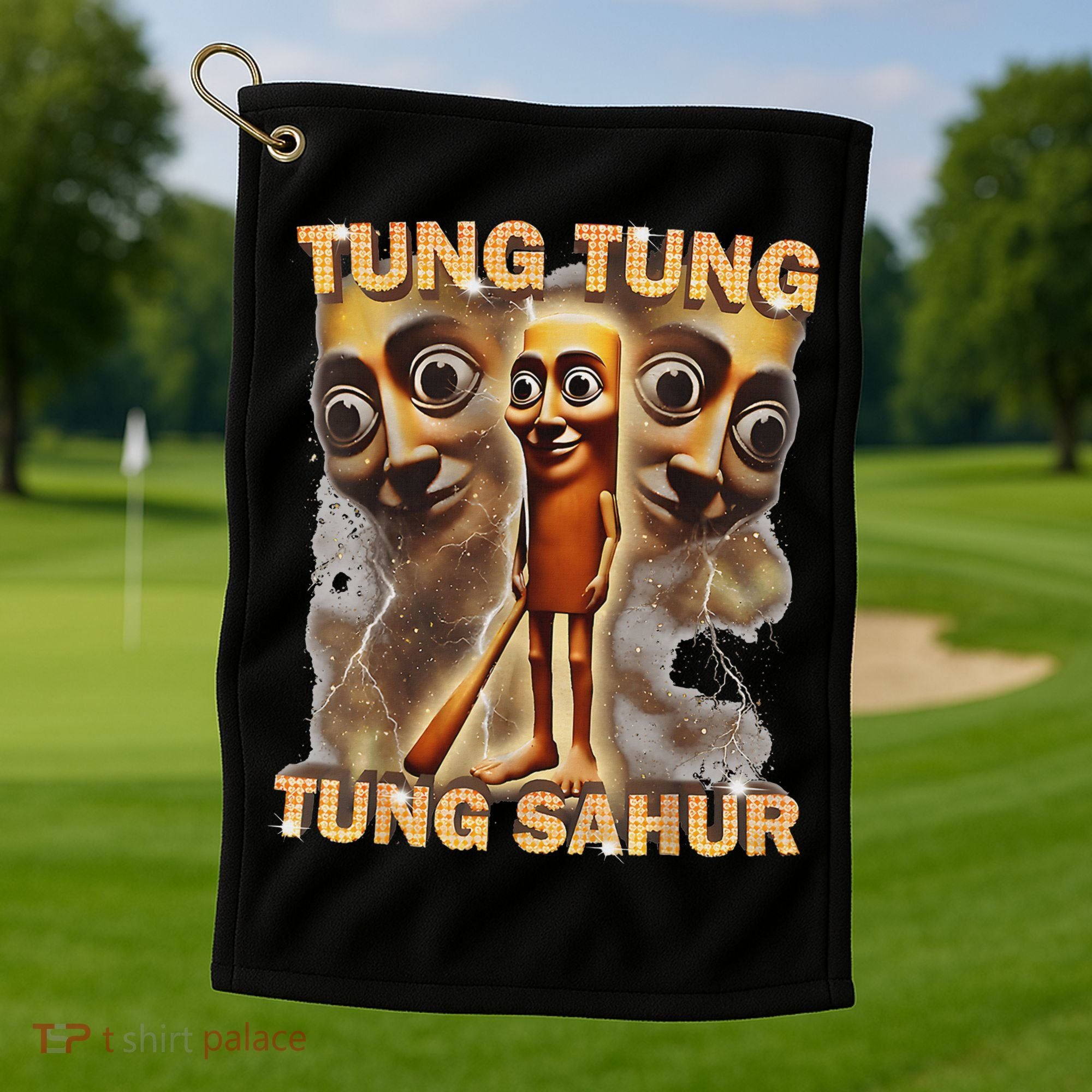 Tung Tung Tung Sahur Is Calling Funny Italian Brainrot Golf Towel
