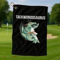 Taekwondo Taekwondosaurus Tae Kwon Do Dinosaur Dino Golf Towel thumb 1