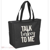 Talk Turkey To Me Funny Thanksgiving Holiday Tote Bag thumb 2