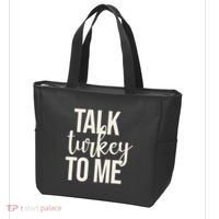 Talk Turkey To Me Funny Thanksgiving Holiday Tote Bag thumb 3