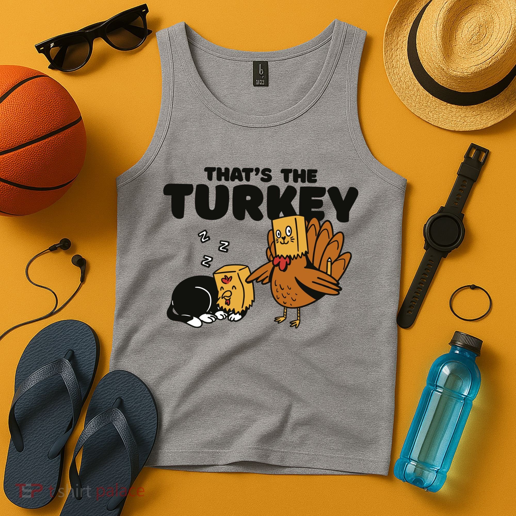 That's The Turkey Funny Thanksgiving Cat Tank Top
