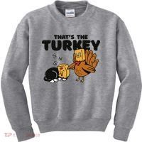 That's The Turkey Funny Thanksgiving Cat Kids Sweatshirt thumb 0