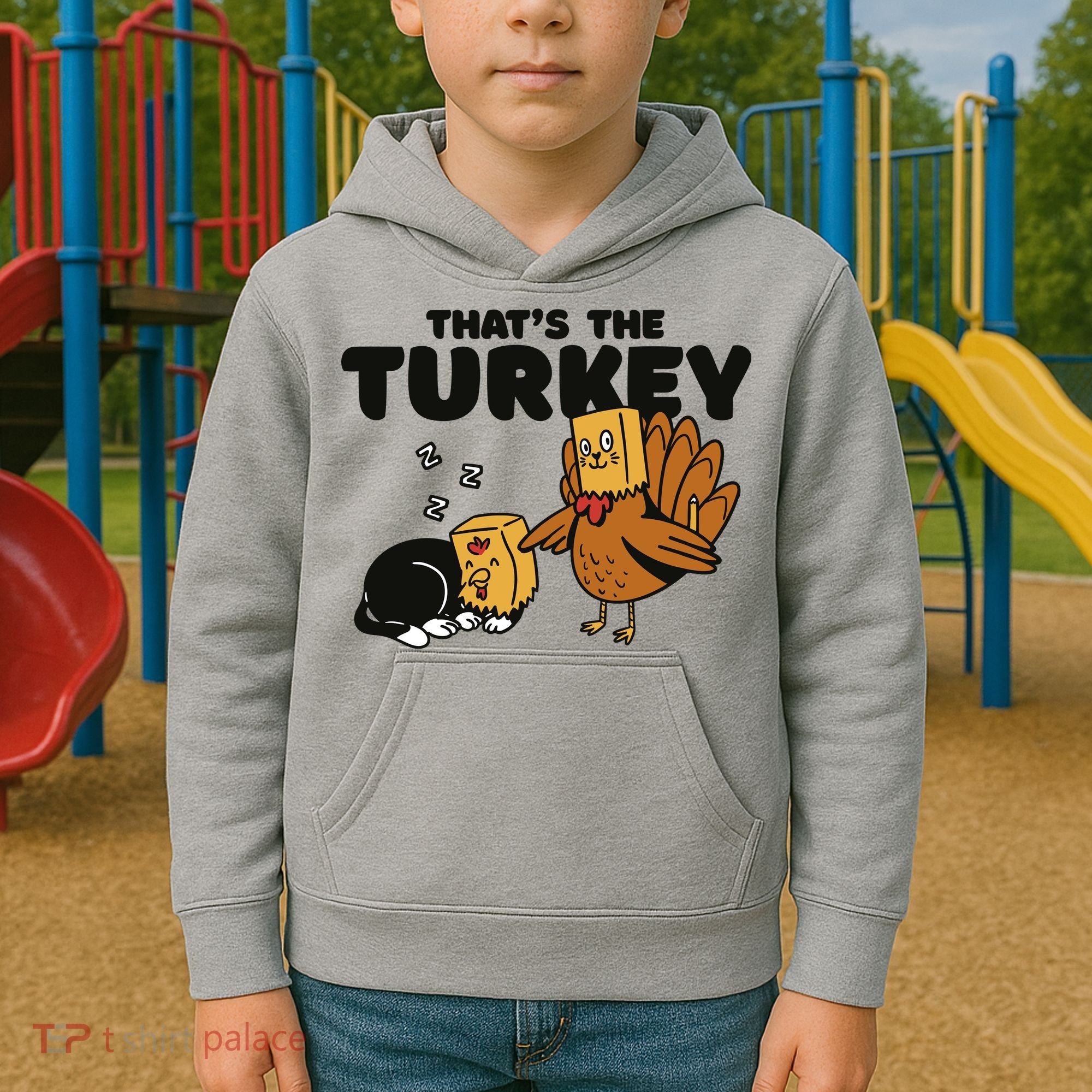 That's The Turkey Funny Thanksgiving Cat Kids Hoodie