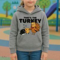 That's The Turkey Funny Thanksgiving Cat Kids Hoodie thumb 3