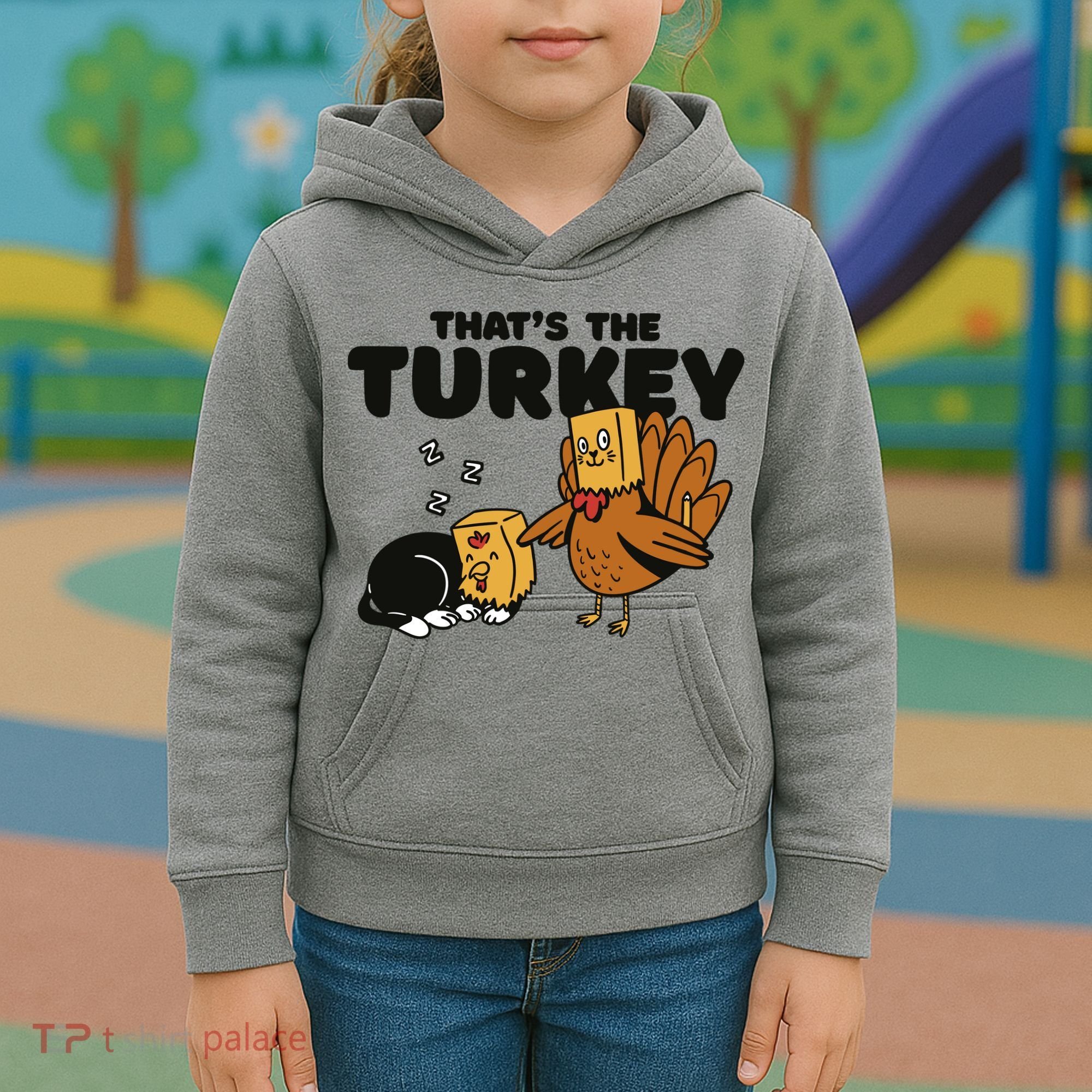 That's The Turkey Funny Thanksgiving Cat Kids Hoodie