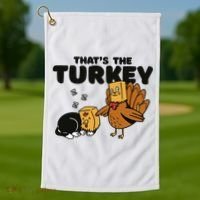 That's The Turkey Funny Thanksgiving Cat Golf Towel thumb 1