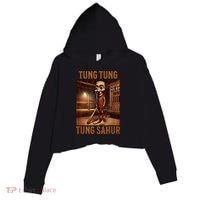 Tung Tung Tung Sahur Italian Brainrot Meme Crop Fleece Hoodie thumb 0