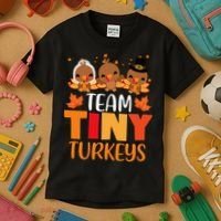 Turkey Thanksgiving TeamTiny Turkeys Nurse Fall NICU Nurse Kids T-Shirt thumb 3