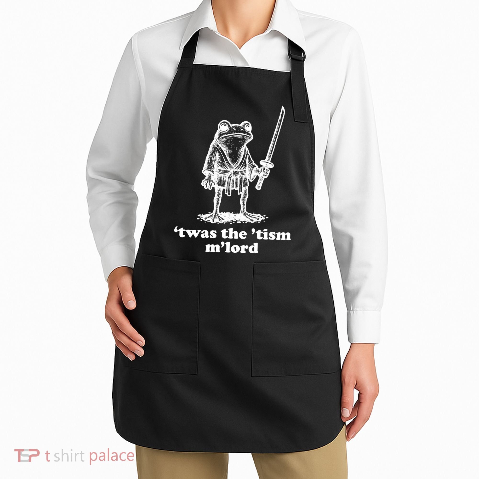 T'was The 'Tism M'Lord Funny Medieval Knight Frog Apron