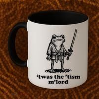 T'was The 'Tism M'Lord Funny Medieval Knight Frog Coffee Mug thumb 2
