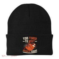 Too Tired To Meet People Today Lazy Sloth Funny Gift Beanie thumb 0
