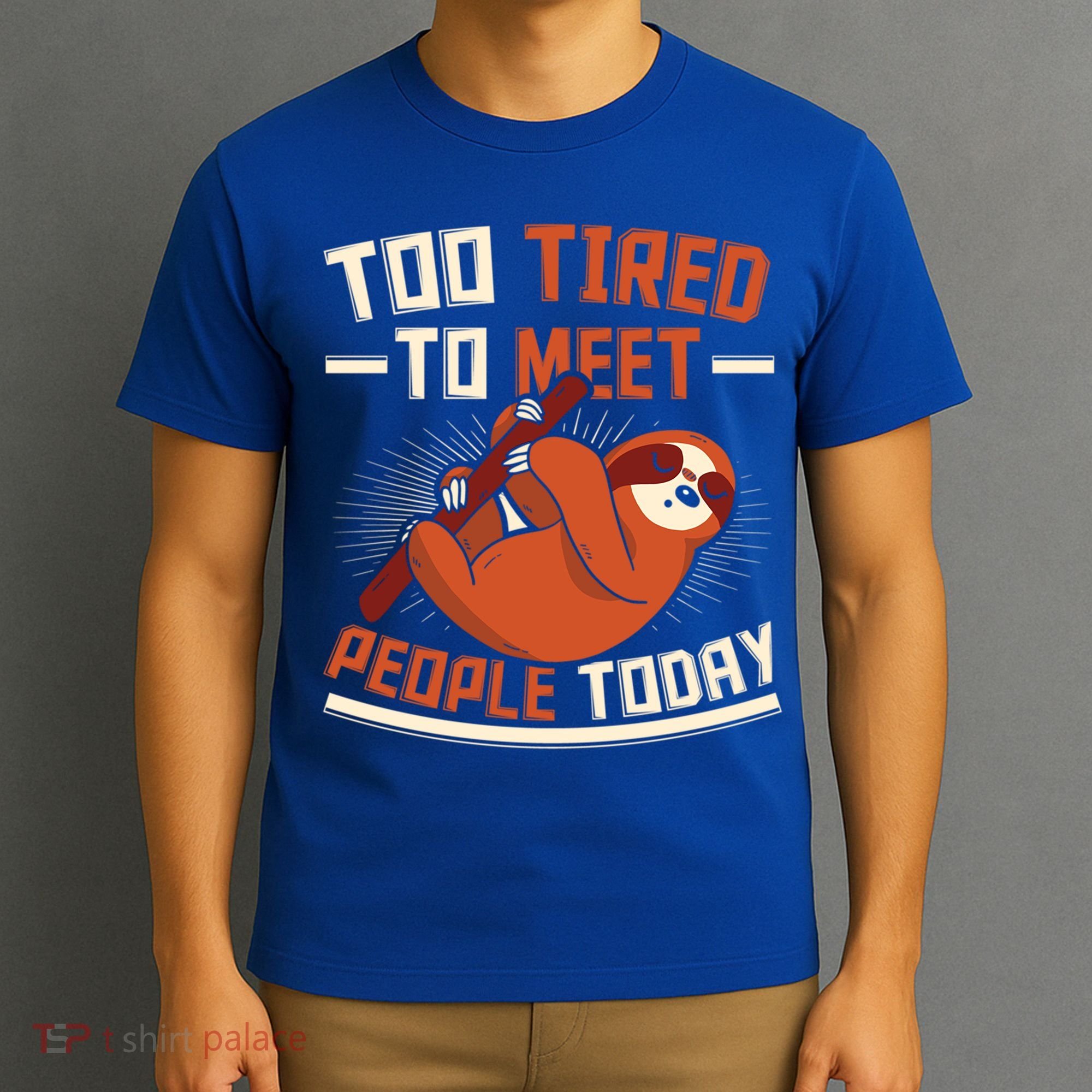 Too Tired To Meet People Today Lazy Sloth Funny Gift T-Shirt