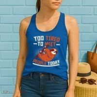 Too Tired To Meet People Today Lazy Sloth Funny Gift Women's Tank Top thumb 2