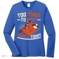 Too Tired To Meet People Today Lazy Sloth Funny Gift Women's Long Sleeve Shirt thumb 0