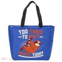 Too Tired To Meet People Today Lazy Sloth Funny Gift Tote Bag thumb 0