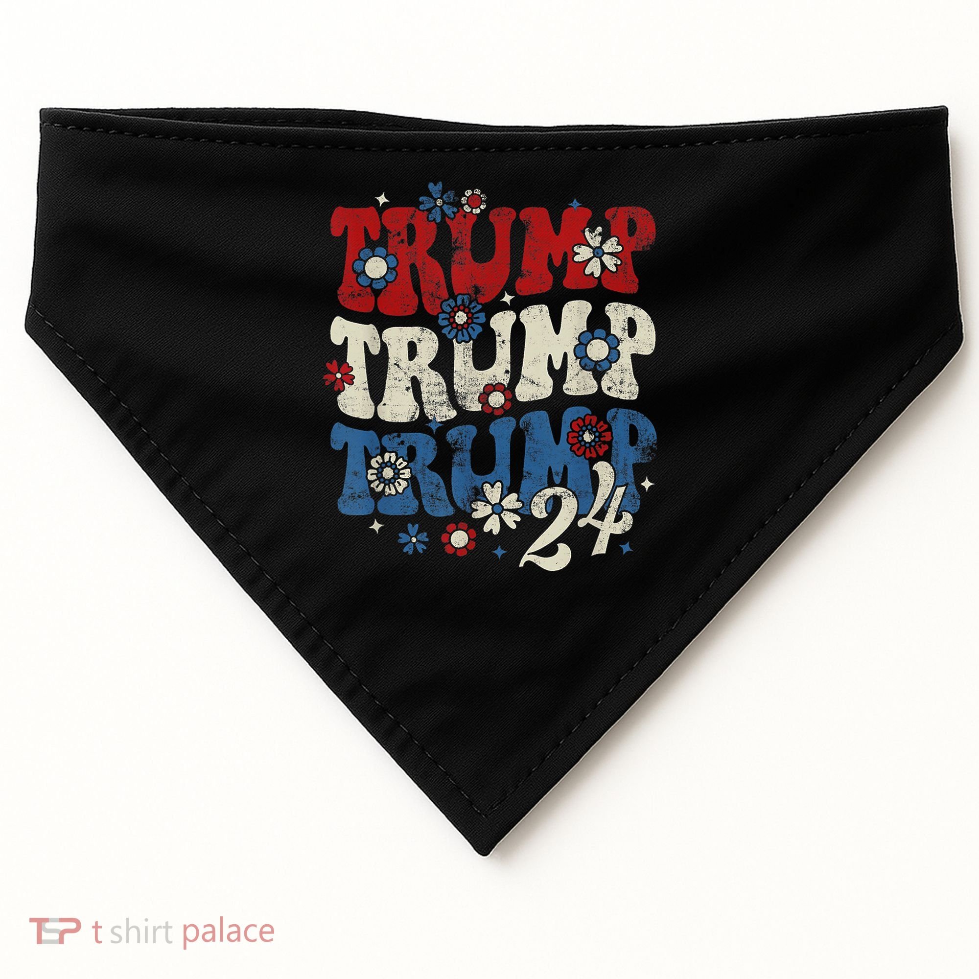 Trump Trump Trump 2024 Retro Groovy USA-Made Doggie Bandana