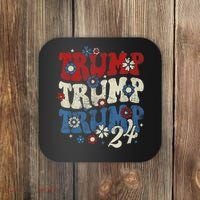 Trump Trump Trump 2024 Retro Groovy Coaster thumb 0