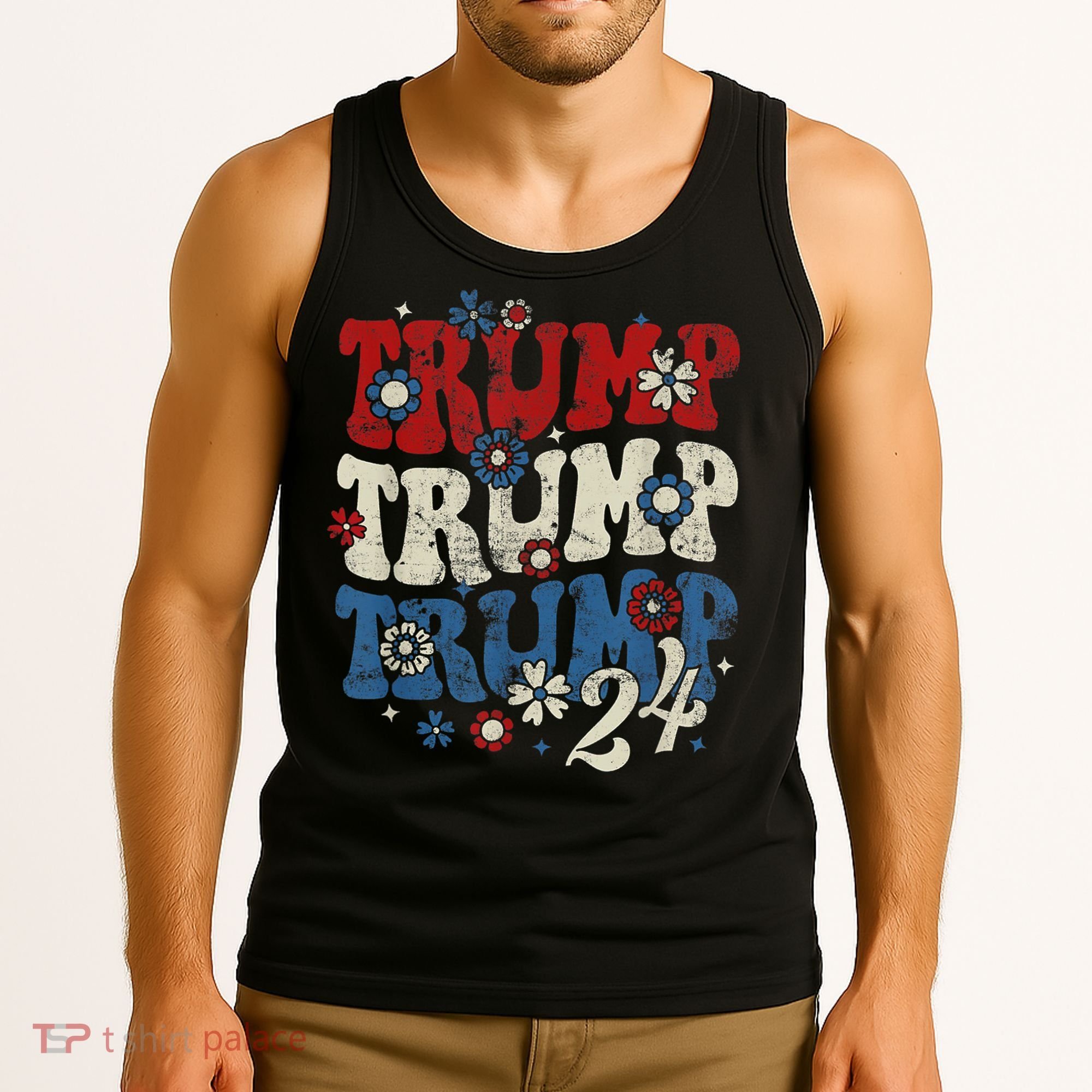 Trump Trump Trump 2024 Retro Groovy Tank Top