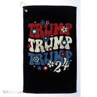 Trump Trump Trump 2024 Retro Groovy Golf Towel thumb 0