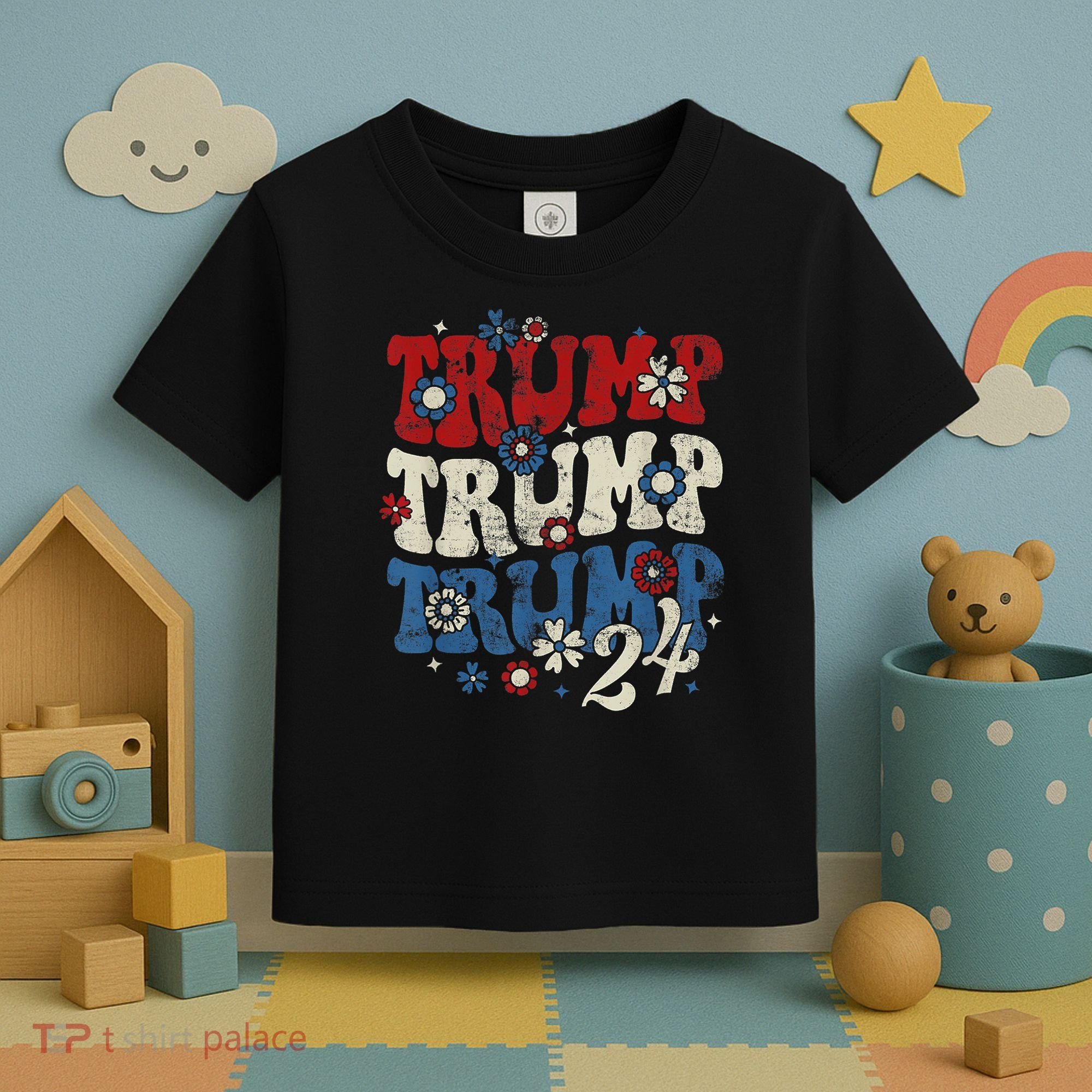 Trump Trump Trump 2024 Retro Groovy Toddler T-Shirt