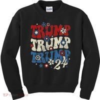 Trump Trump Trump 2024 Retro Groovy Kids Sweatshirt thumb 0